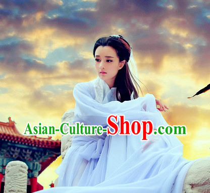Pure White Mandarin Hanfu Clothes Complete Set for Women Pure White Mandarin Hanfu Clothes Complete Set for Women