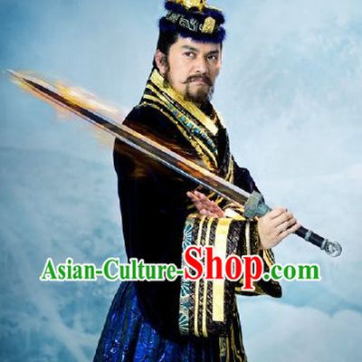 Ancient Traditional Emperor Costumes and Hat Complete Set
