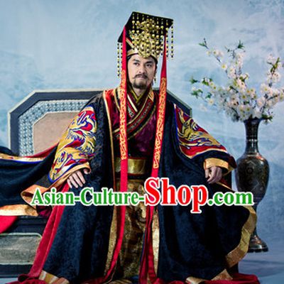 Ancient Traditional Emperor Dragon Robe and Crown Hat Complete Set