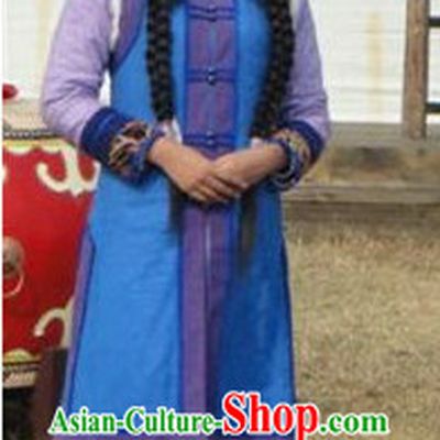 Traditional Mongolian Long Robe and Hat for Women