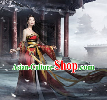 Chinese Traditional Princess Robe Dress and Hair Accessories Chinese Traditional Princess Robe Dress and Hair Accessories