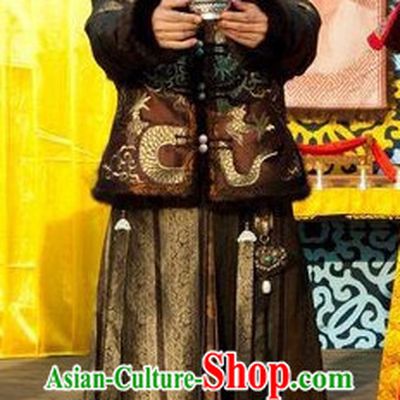 Qing Dynasty Prime Minister Winter Long Robe Clothes and Hat Complete Set