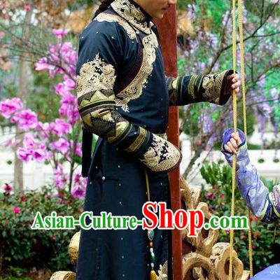 Qing Dynasty Long Dragon Robe and Hat Complete Set