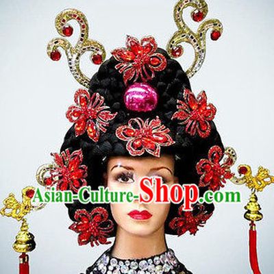 Korean Queen Black Wig and Hair Ornaments