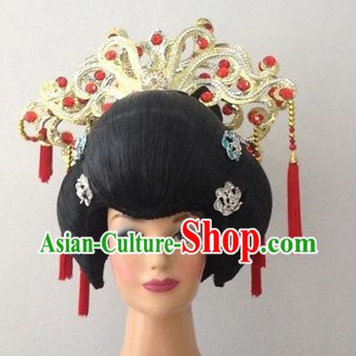China Ancient Princess Black Wig and Hair Accessories