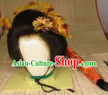 Traditional Japanese Geisha Black Long Wig and Hair Accessories Traditional Japanese Geisha Black Long Wig and Hair Accessories