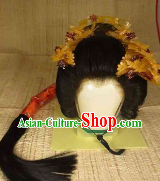 Traditional Japanese Geisha Black Long Wig and Hair Accessories Traditional Japanese Geisha Black Long Wig and Hair Accessories