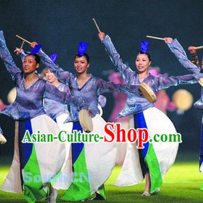 Korean Traditional Hands Drum Costumes and Headpiece for Girls