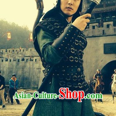Chinese Superhero Armor Stage Costumes and Hat