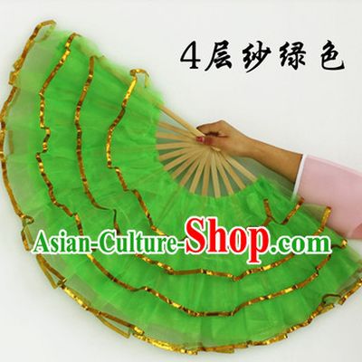 Four Layers Green Hands Dance Fans