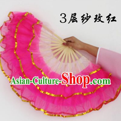 Three Layers Pink Dance Fans