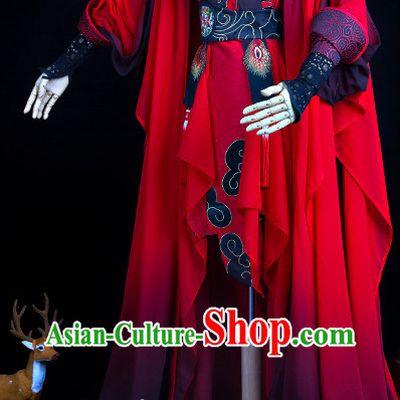Chinese Traditional Red Swordswoman Cosplay Costumes Complete Set