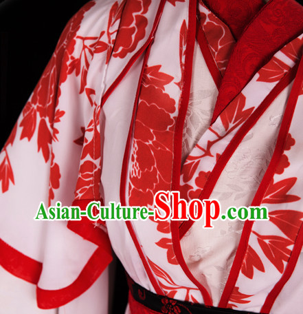 White and Red Asian Princess Dresses and Hair Accessories Complete Set White and Red Asian Princess Dresses and Hair Accessories Complete Set
