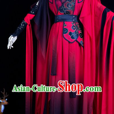 Chinese Red General Hanfu Cosplay Costumes Complete Set