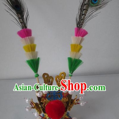 Monkey King Sun Wukong Headwear Coronet with Two Long Feathers