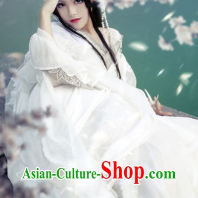 Chinese Traditional White Wedding Kimono Dresses