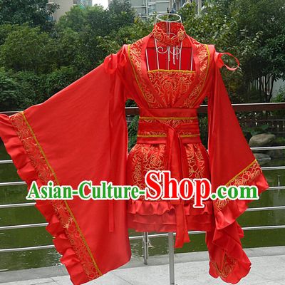 Red Chinese Anime Cosplay Costumes Complete Set