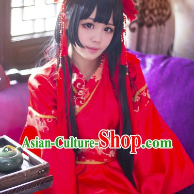 Red Chinese Anime Cosplay Costumes Complete Set