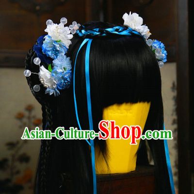 Chinese Princess Black Hair Wig and Hair Accessories