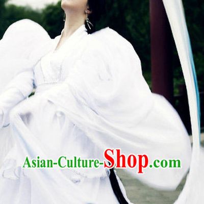 Pure White Chinese Classical Dancing Costumes