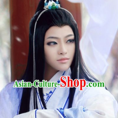 Chinese Traditional Swordsman Black Colour Hair Wigs