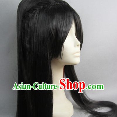 Chinese Gu Zhuang Black Hair Wigs