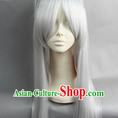 Chinese Gu Zhuang White Hair Wigs