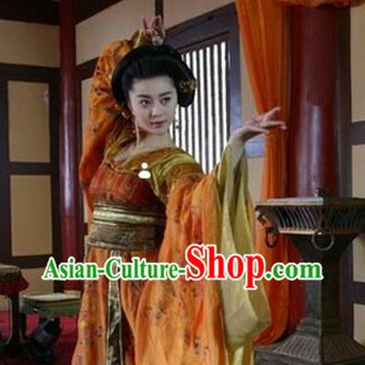 Tang Dynasty Yang Yuhuan Beauty Hanfu Clothes and Hair Jewelry Full Set