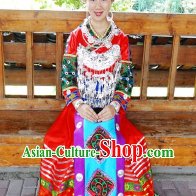 China Hmong Miao Stage Costumes and Hat Complete Set