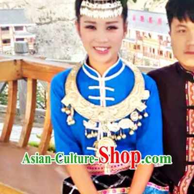 China Hmong Miao Ethnic Dresses and Hair Accessories for Girls