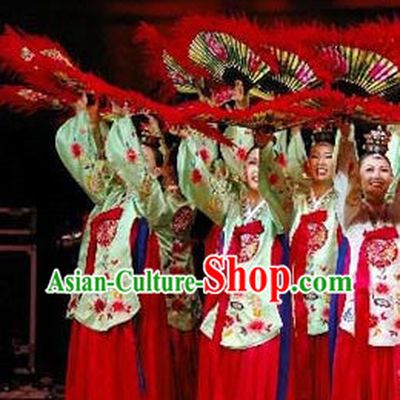 Korean Fan Dance Costumes and Headwear for Women