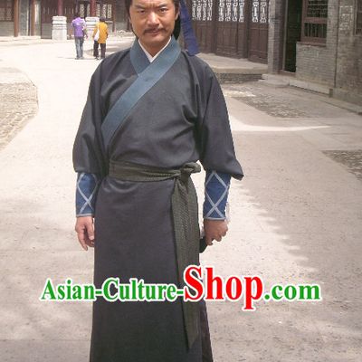 China Black Kung Fu Master Suit Robe for Men