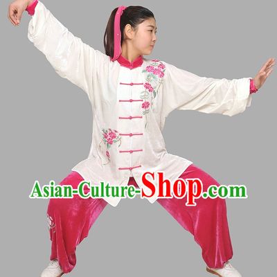 Flower Embroidery Classical Long Sleeves Wushu Suits