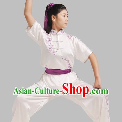 Short Sleeves Embroidered Wushu Suit