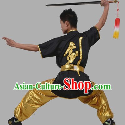 Short Sleeves Sword Chinese Character Kung Fu Uniform