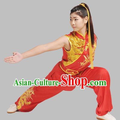 Top China Red Dragon Embroidery Martial Arts Suit