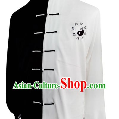 Tradtiional White and Black Yin Yang Embroidery Tai Chi Chuan Competition Suit