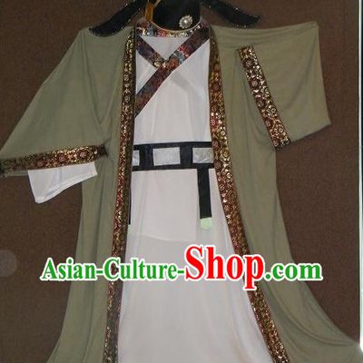 Tang Dynasty Scholar Long Robe Clothes and Hat Complete Set for Men