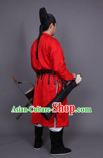 Tang Dynasty Red Long Robe and Hat for Men Tang Dynasty Red Long Robe and Hat for Men