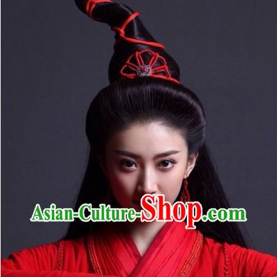 Supreme Chinese Princess Long Black Wig and Jewellery Accessories Wedding Headpieces