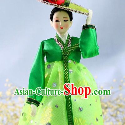 Korean Handmade Hanbok Dressed Folk Silk Figurine