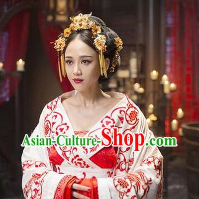 Chinese Royal Empress Phoenix Costumes and Hair Accessories Complete Set