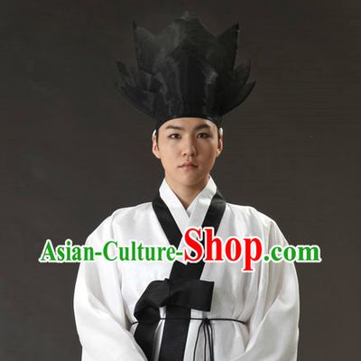 Korean Ancient Scholar Long Robe and Hat for Men