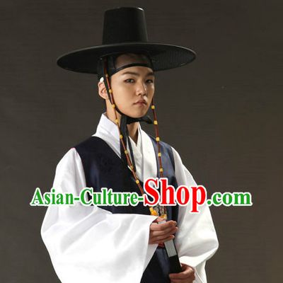 Korean Ancient Scholar Long Robe and Hat for Men