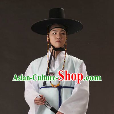 Korean Ancient Scholar Long Robe and Hat for Men