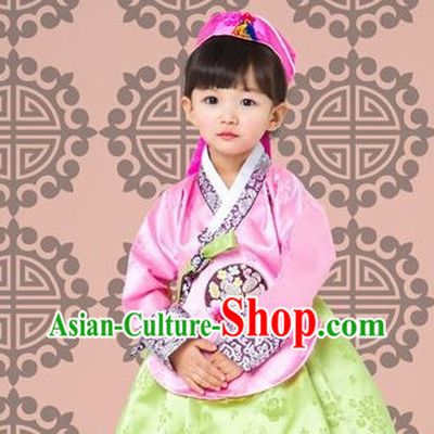 Top Korean Traditional Custom Made Birthday Hanbok Complete Set for Children