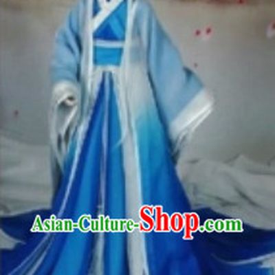 Traditional Chinese Blue White Hanfu Dresses for Adults