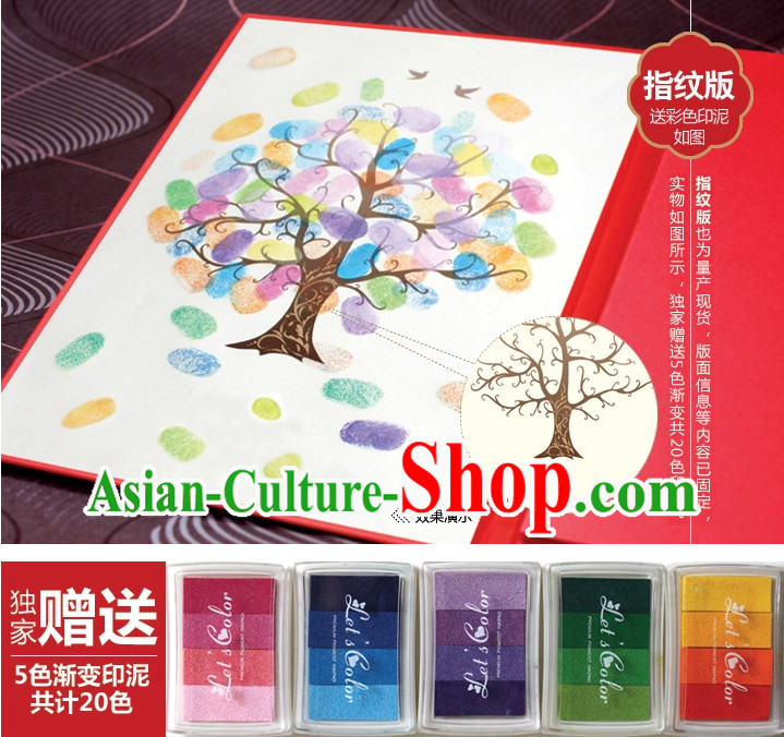 Chinese Classic Wedding Guest Signatures Cloth Book Chinese Classic Wedding Guest Signatures Cloth Book