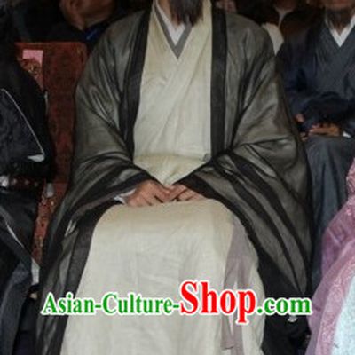 Chinese Traditional Teacher Scholar Costumes and Hat Complete Set for Men