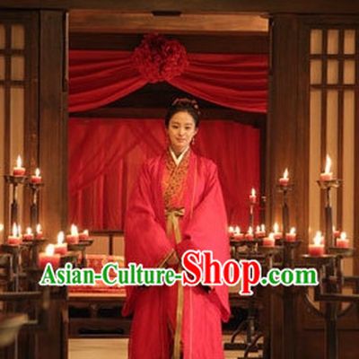 Chinese Traditional Red Wedding Dress Complete Set for Women